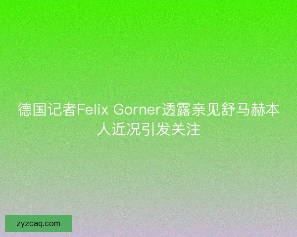 德国记者Felix Gorner透露亲见舒马赫本人近况引发关注